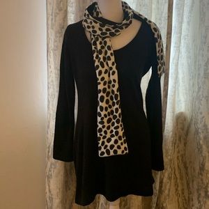Black mini dress with fashion scarf